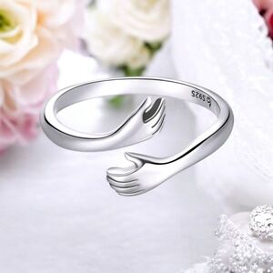Sterling Silver Adjustable "Hug, Warmth and Love" Ring